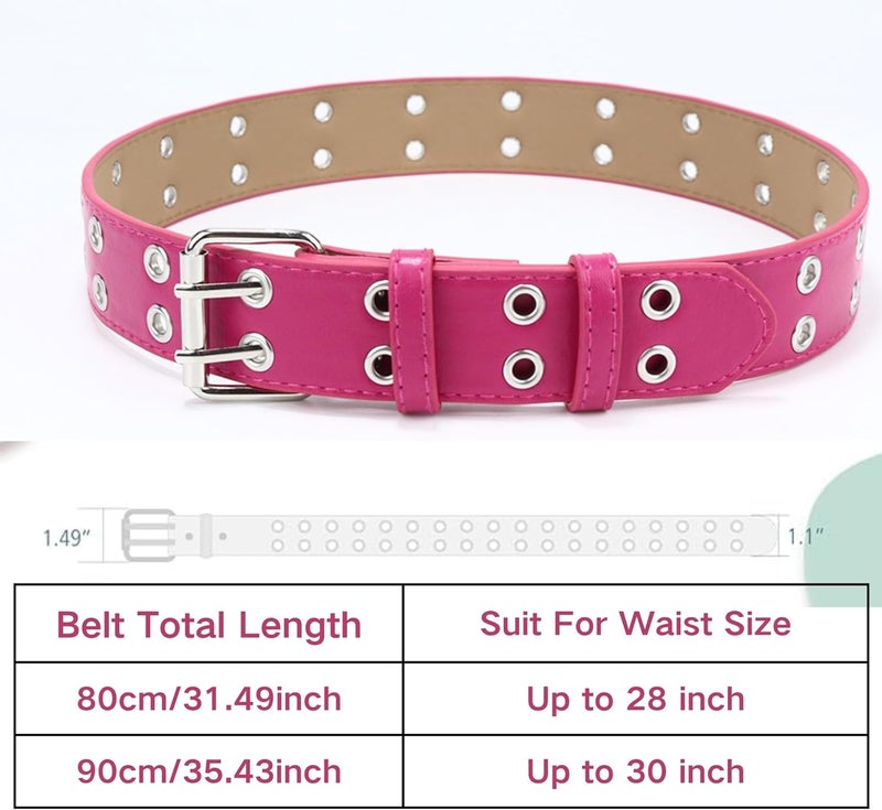 Toptim Set of 4 Kids Double Grommet Belt for Girls and Boys, Punk PU Leather Kids Studded Holes Belt for Jeans Pants - Image 2
